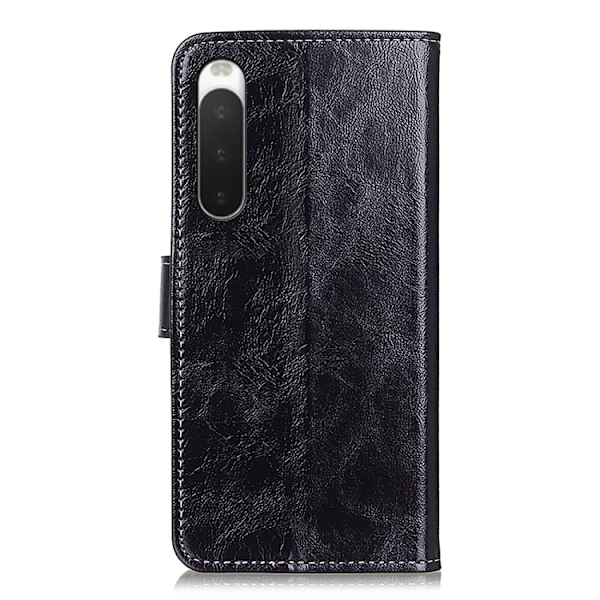 Sony Xperia 10 IV Fodral Crazy Horse Retro Svart