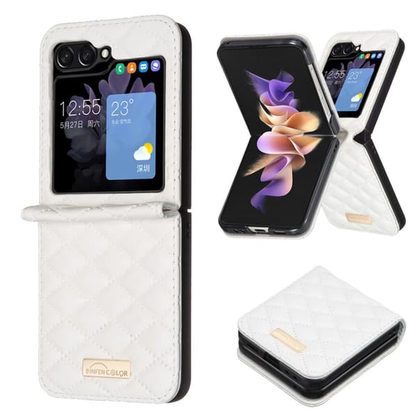 Galaxy Z Flip 6 / 7 FE Skal Diamond Textur Vit