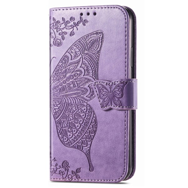 Xiaomi Redmi Note 14 5G Fodral Läder Fjäril Tryck Lila