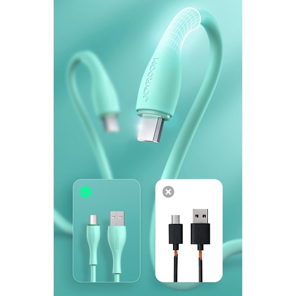 Joyroom 1m 2.4A MicroUSB Snabbladdning Kabel - Grön Grön
