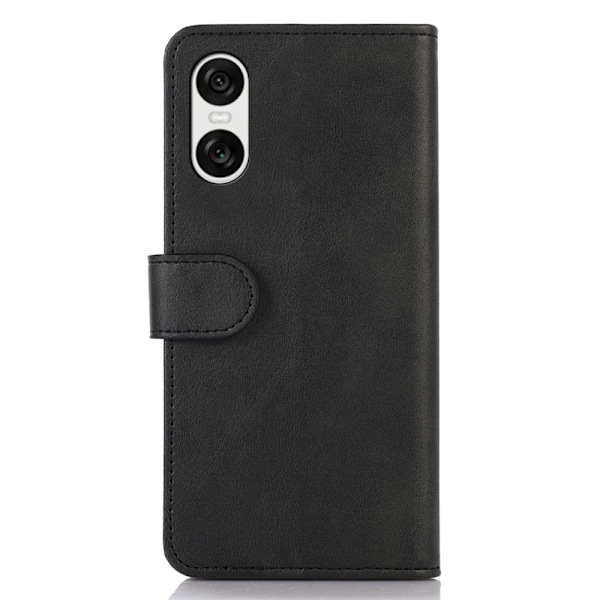 Sony Xperia 10 VI Läder Fodral Läder Solid Svart