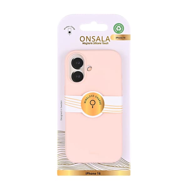 Onsala iPhone 16 Mobilskal Med Silikonkänsla Chalk Pink