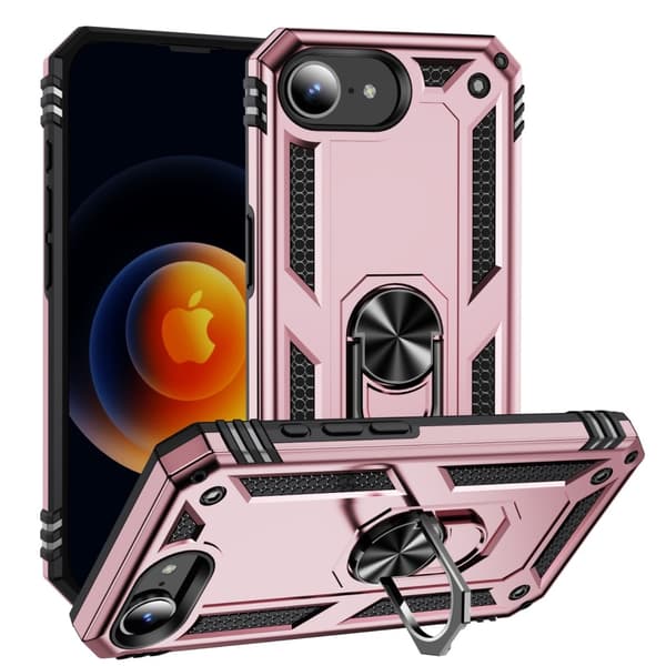 iPhone 17e / 16e Skal Shockproof Hybrid Ring Roséguld