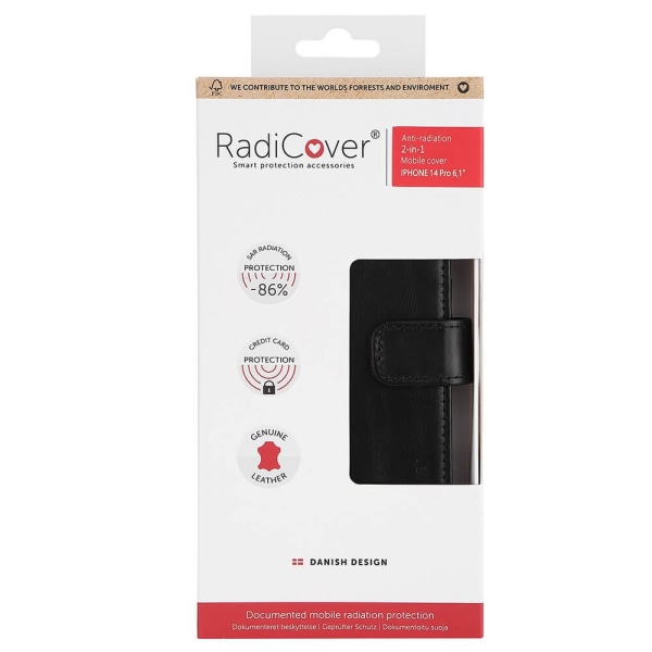 Radicover iPhone 14 Pro Mobilfodral 2in1 Äkta Läder Svart