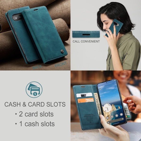 CASEME Google Pixel 9a Fodral Flip Retro Läder Blå