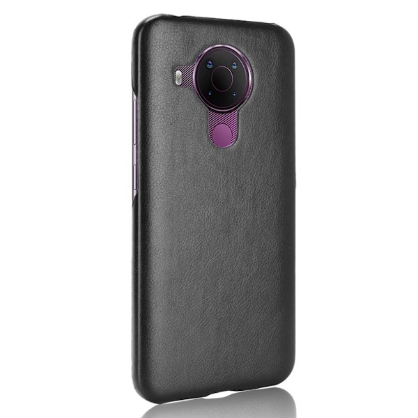 Nokia 5.4 - Läderbelagt Litchi Skal - Svart Black Svart