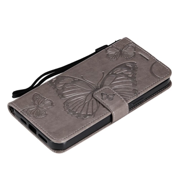 iPhone 13 Pro Max - Butterfly Läder Fodral - Grå