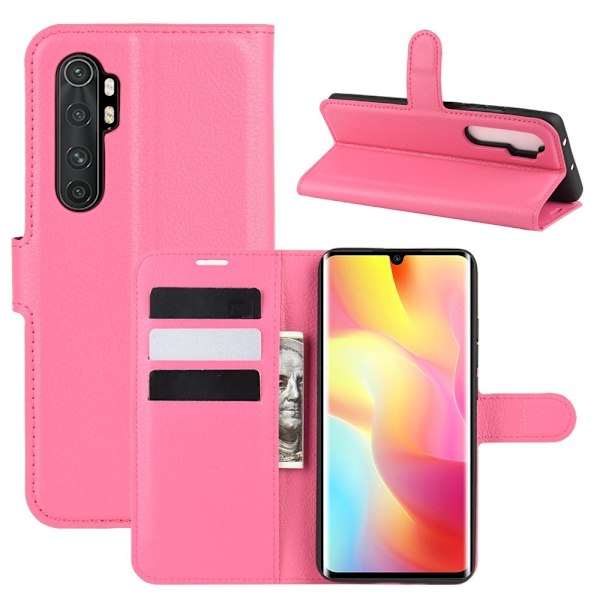 Xiaomi Mi Note 10 Lite - Litchi Plånboksfodral - Rosa Pink Rosa