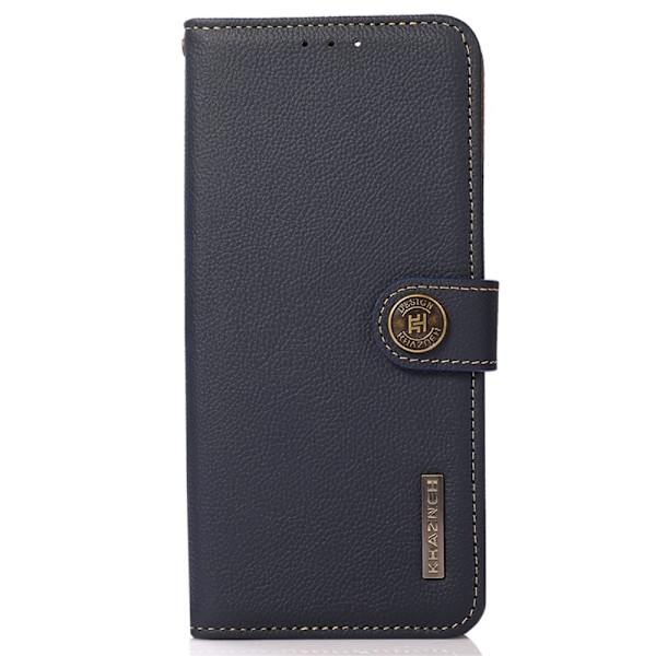 KHAZNEH Galaxy S25 Plus / S24 Plus Fodral Äkta Läder RFID Blå