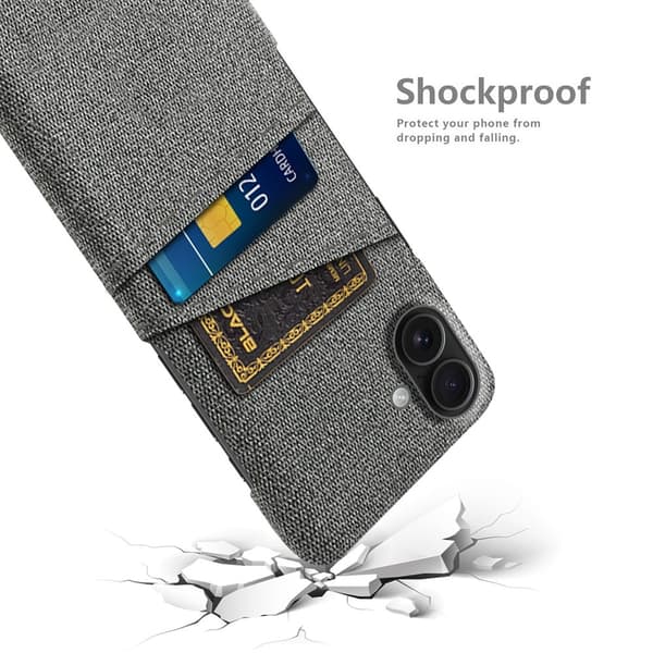 iPhone 17 Skal Med Kortfack Tygbelagt Grå