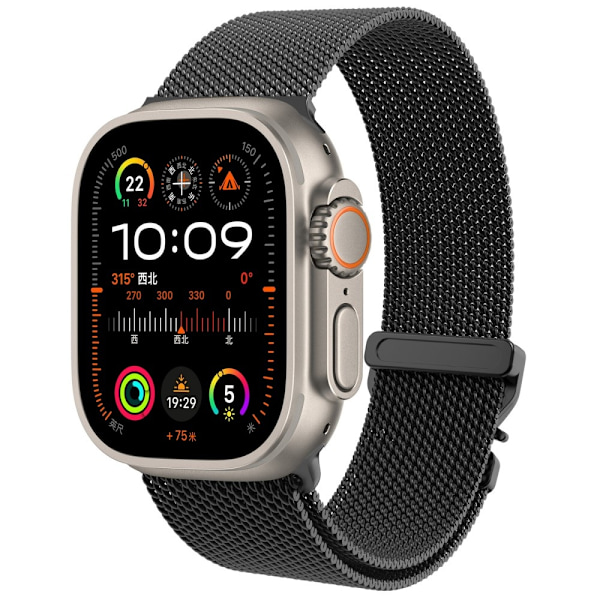 Apple Watch 42/44/45/46/49 mm Armband Milanese Svart