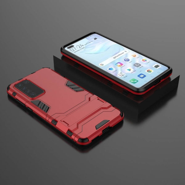Huawei P40 - Hybrid Skal med Kickstand - Röd Red Röd