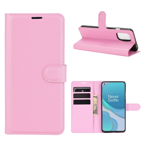 OnePlus 8T / 8T+  - Litchi Läder Fodral - Ljus Rosa LightPink Ljus Rosa