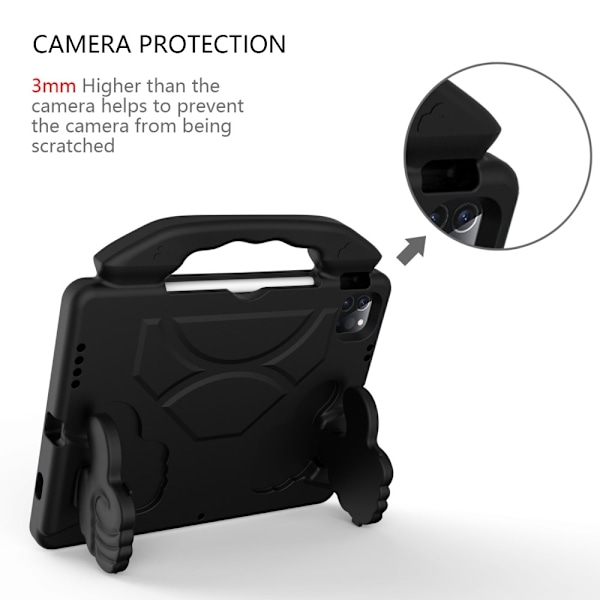 iPad Air 2025-2020 / Pro 11 EVA Shockproof Kickstand Skal Black Svart