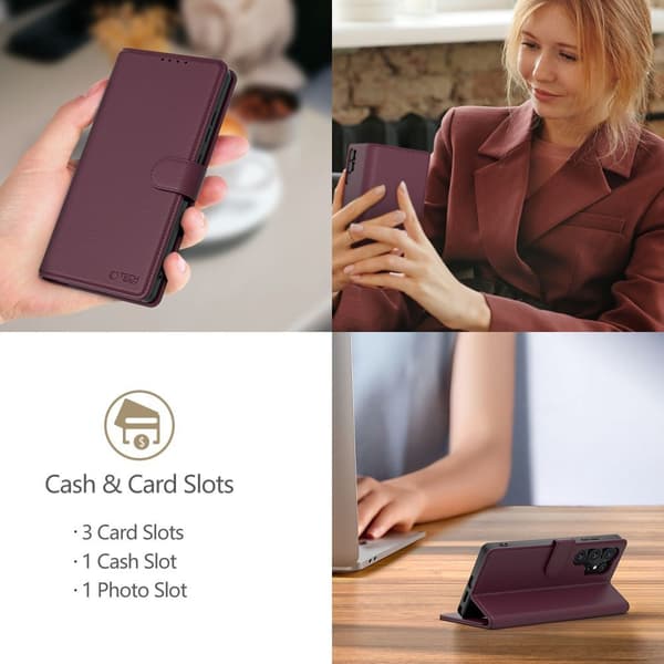 Tech-Protect Galaxy A26 5G / A17 Fodral Läder Mulberry