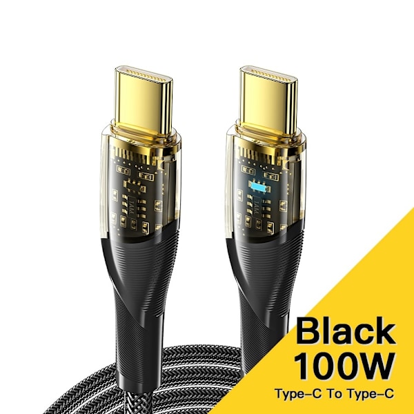 ESSAGER 2m 100W PD USB-C - USB-C Kabel Svart