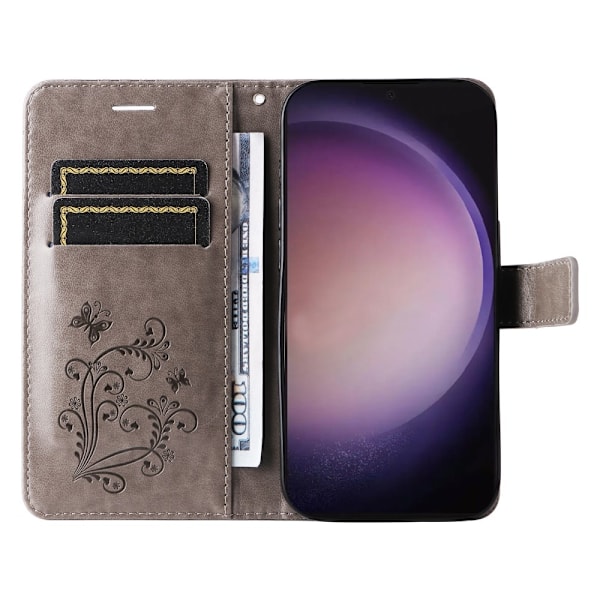 Samsung Galaxy S24 Ultra Fodral Butterfly Grå