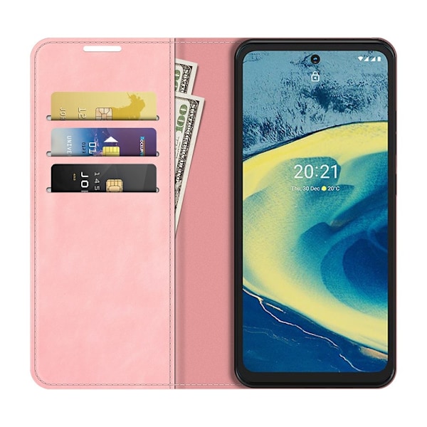 Nokia XR20 Fodral Skin Touch Flip Läder Ljus Rosa