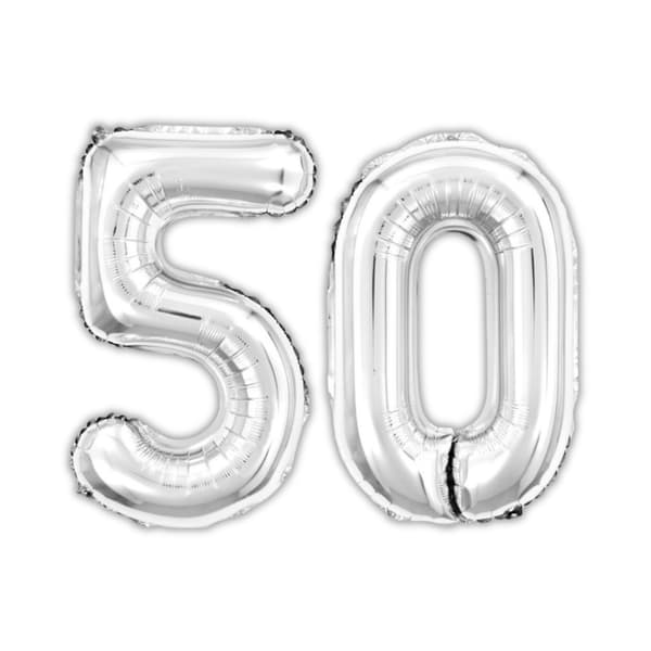 Sifferballong 50 År 70 cm Silver