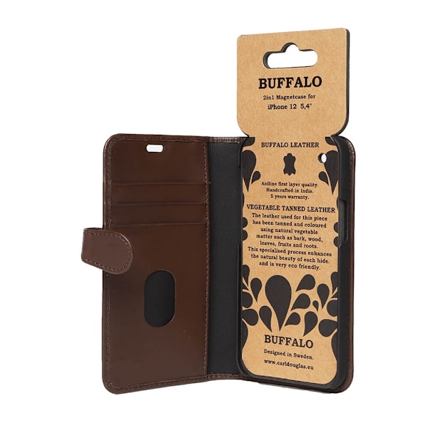 Buffalo iPhone 12 Mini Fodral 2in1 Äkta Läder Brun