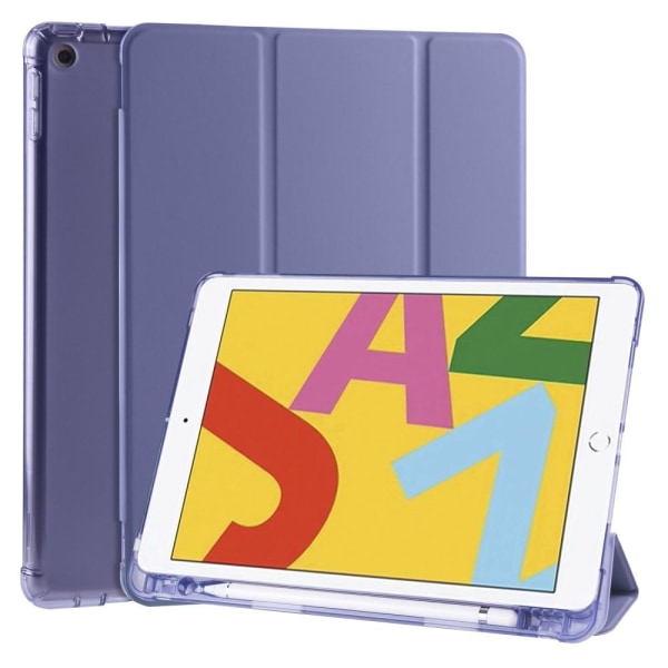 iPad 10.2 2019/2020/2021 Fodral Tri-Fold Med Pennhållare Mörklil Lila
