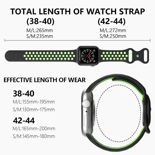 Sportarmband Dual-Color Apple Watch 42/44/45/49 mm (M/L) Svart/G