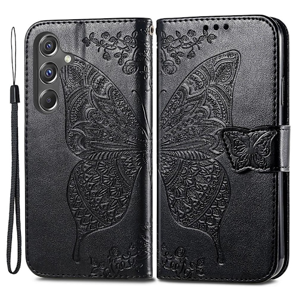 Samsung Galaxy A15 5G Fodral Big Butterfly Svart