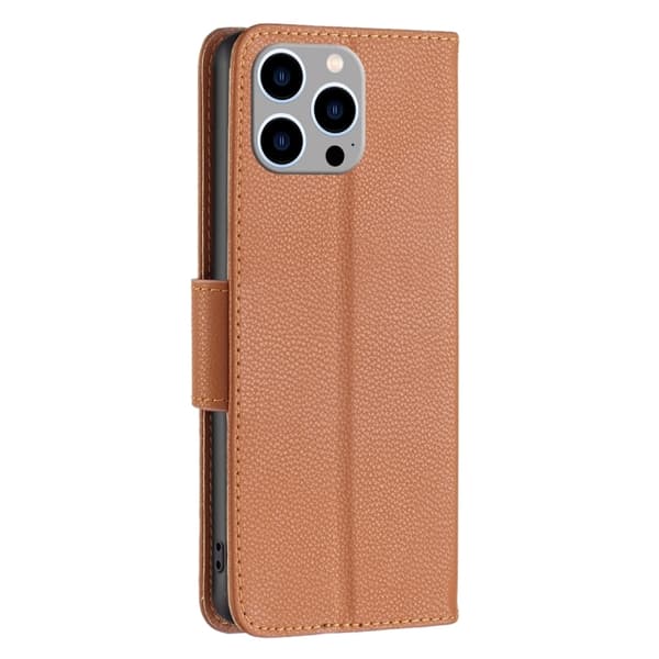 iPhone 15 Pro Max Fodral Litchi Shark Läder Brun