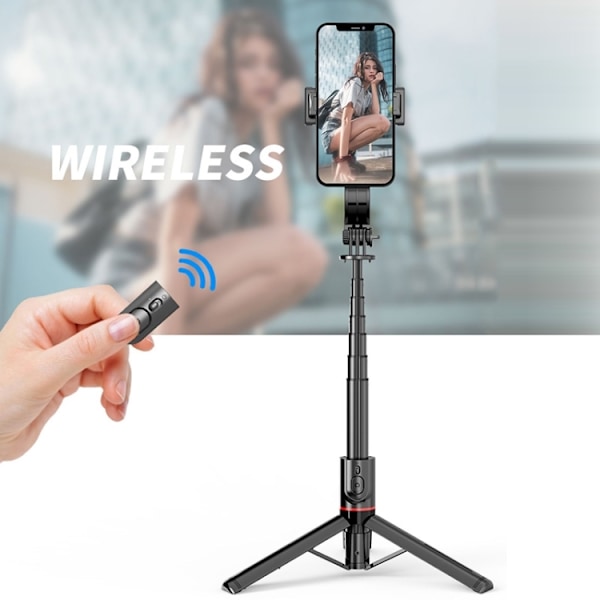 Selfie Stick Tripod 106 cm Trådlös Bluetooth Svart