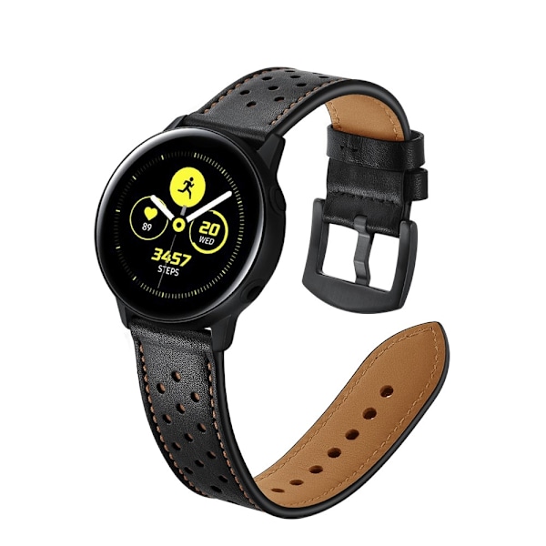 Äkta Läder Armband För Smartwatch - Svart (20 mm) Black Svart (20 mm)