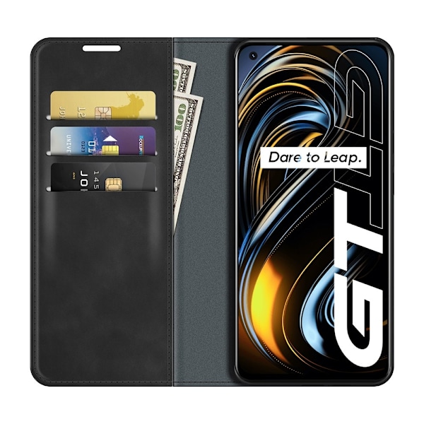 Realme GT 5G - Läder Flip Fodral - Svart