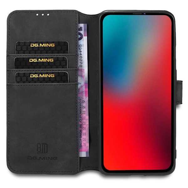 DG.MING iPhone 13 Pro Fodral Retro Läder Svart Svart