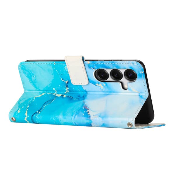 Samsung Galaxy S26 Fodral Läder Marmor Blå / Grön