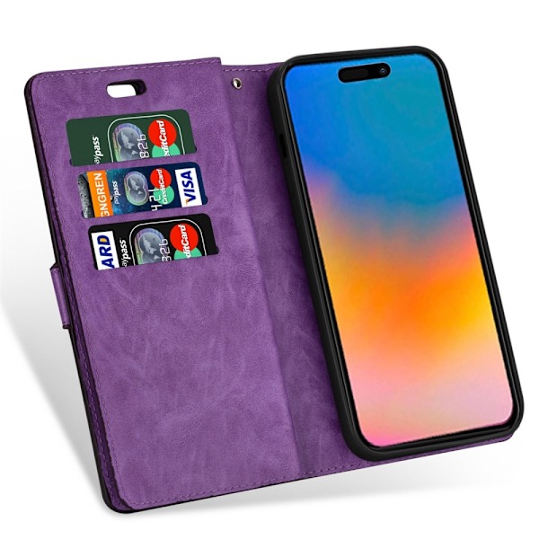 iPhone 15 Plus Multifunktionellt Fodral Lila