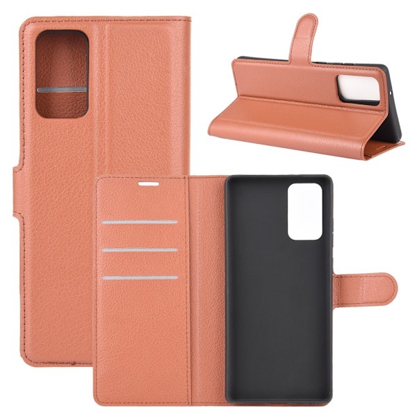 Samsung Galaxy Note 20 - Litchi Plånboksfodral - Brun Brown Brun