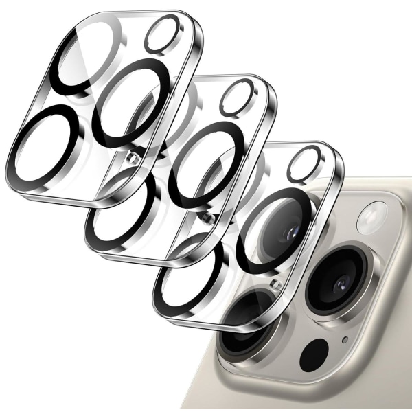 3-Pack iPhone 15 Pro Linsskydd I Härdat Glas