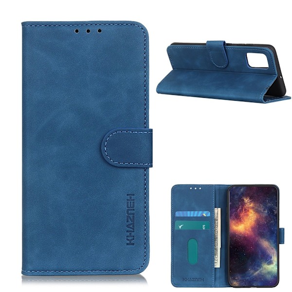 Xiaomi Redmi 9T - KHAZNEH Retro Läder Fodral - Blå Blue Blå