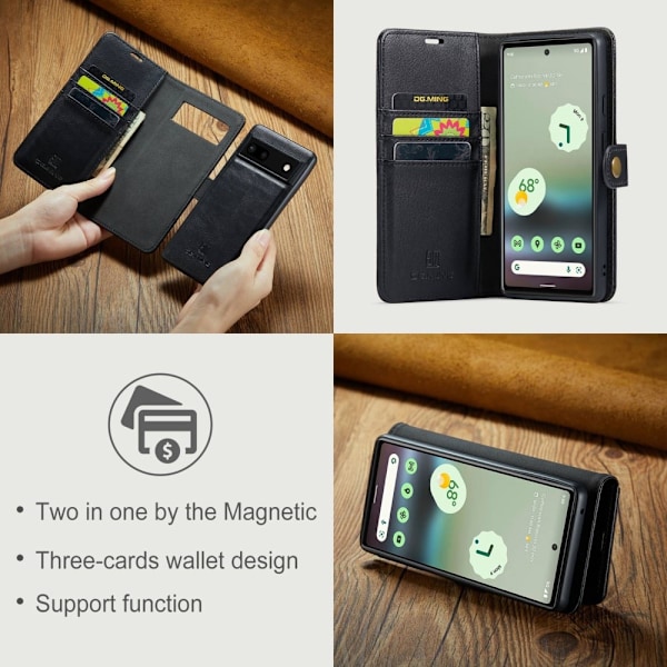 DG.MING Google Pixel 6A 2in1 Magnet Fodral / Skal Svart