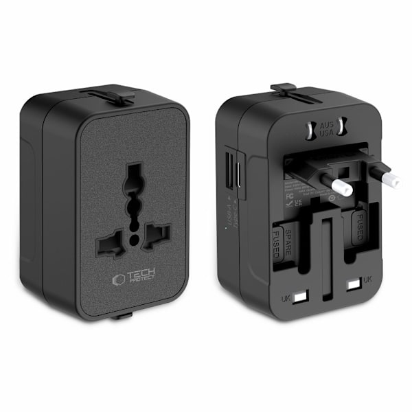 Tech-Protect Reseadapter EU / UK / US / AU Svart