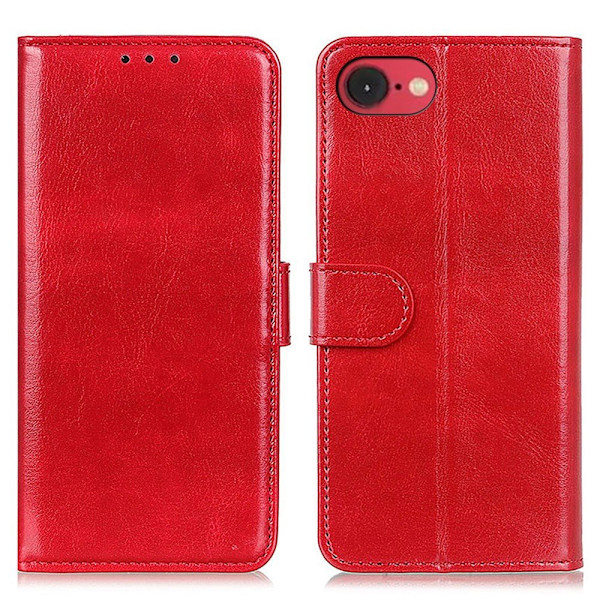 iPhone 16e Fodral Crazy Horse Läder Röd