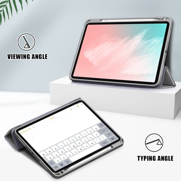 iPad Air 2026-2020 Fodral Tri-Fold Grå Grey Grå