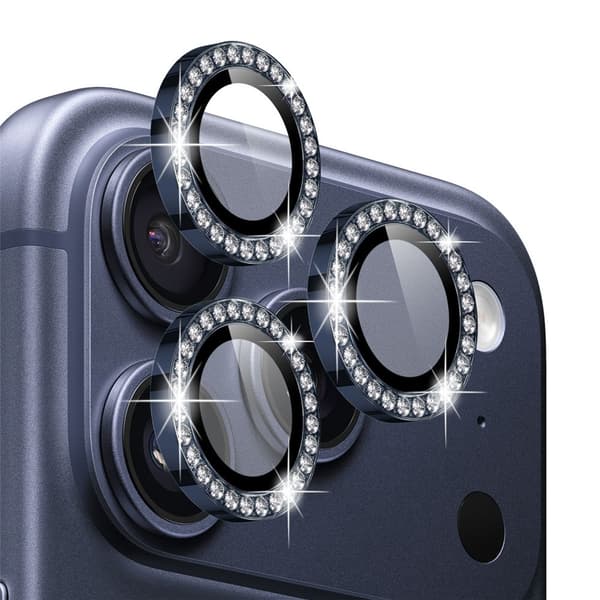 NORTHJO iPhone 17 Pro/17 Pro Max Linsskydd Strass Blå