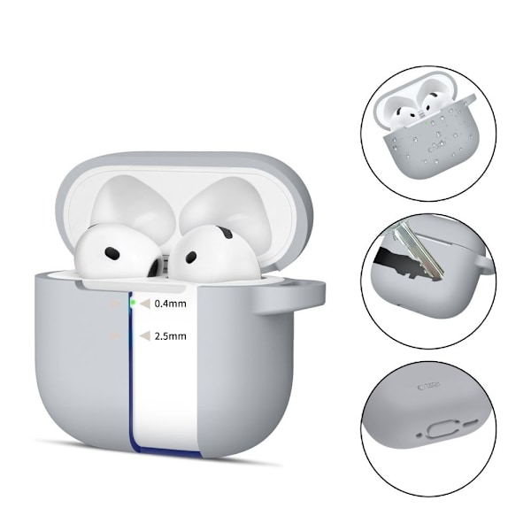Tech-Protect AirPods 4 Skal Silikon Hook Crayon Grey