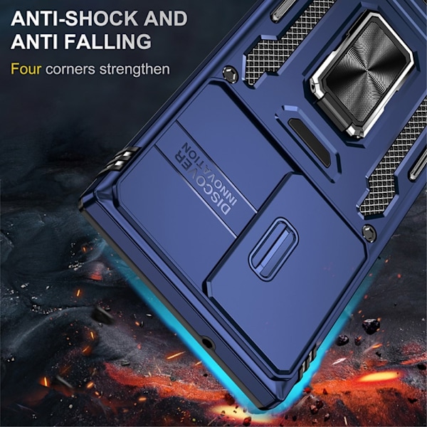 Samsung Galaxy S23 Ultra Skal Hybrid Ring Armor Mörk Blå