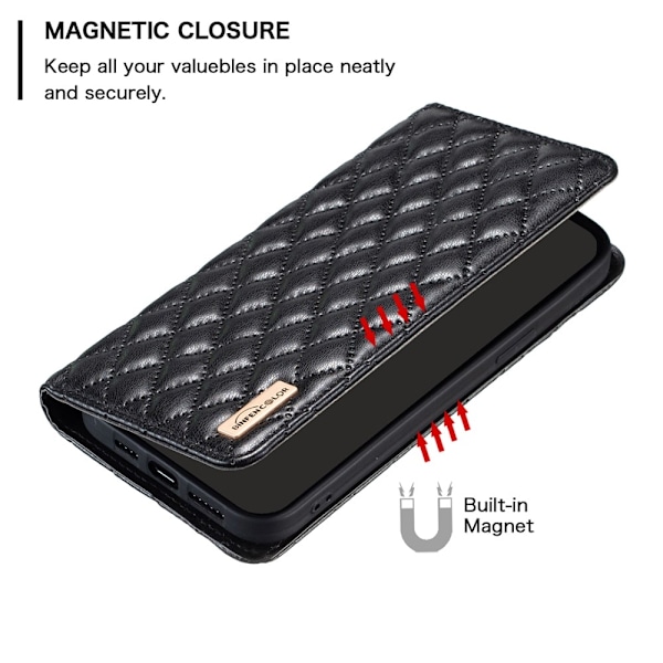 Samsung Galaxy S24 Fodral Diamond Flip Läder Svart