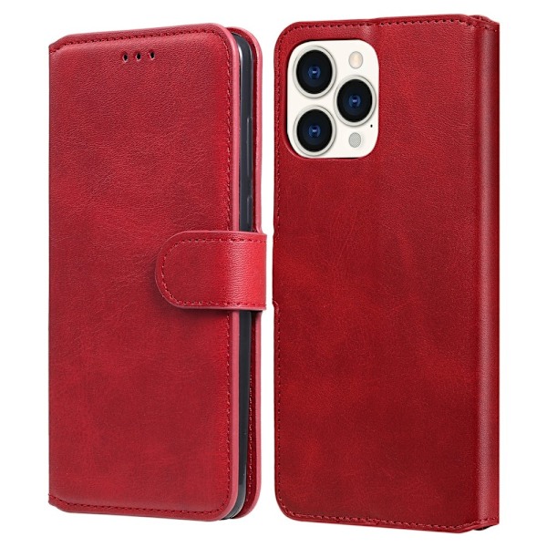 iPhone 13 Pro Max Fodral Läder Röd Röd