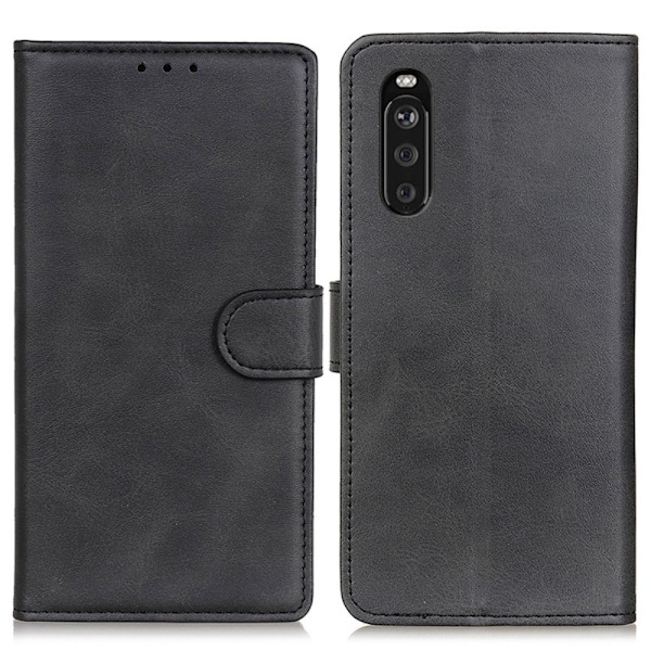Sony Xperia 10 III - Solid Läder Fodral - Svart Svart