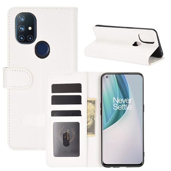 OnePlus Nord N10 5G - Crazy Horse Läder Fodral - Vit White Vit