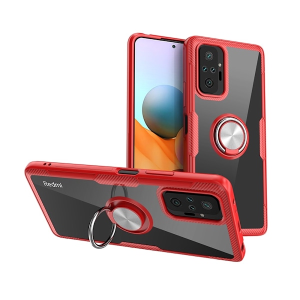 Xiaomi Redmi Note 10 Pro - Hybrid Ring Skal - Röd/Silver Röd/Silver