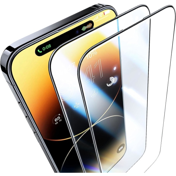 [2-Pack] iPhone 15 Pro Max Heltäckande Skärmskydd i Härdat Glas